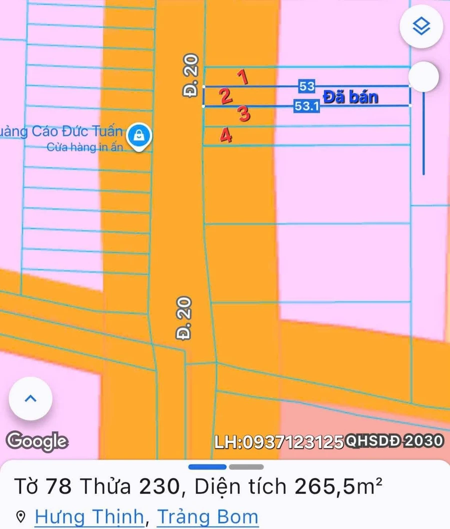 Bán đất mặt tiền kinh doanh 265m² Hưng Thịnh, Trảng Bom - Ảnh thu nhỏ 3