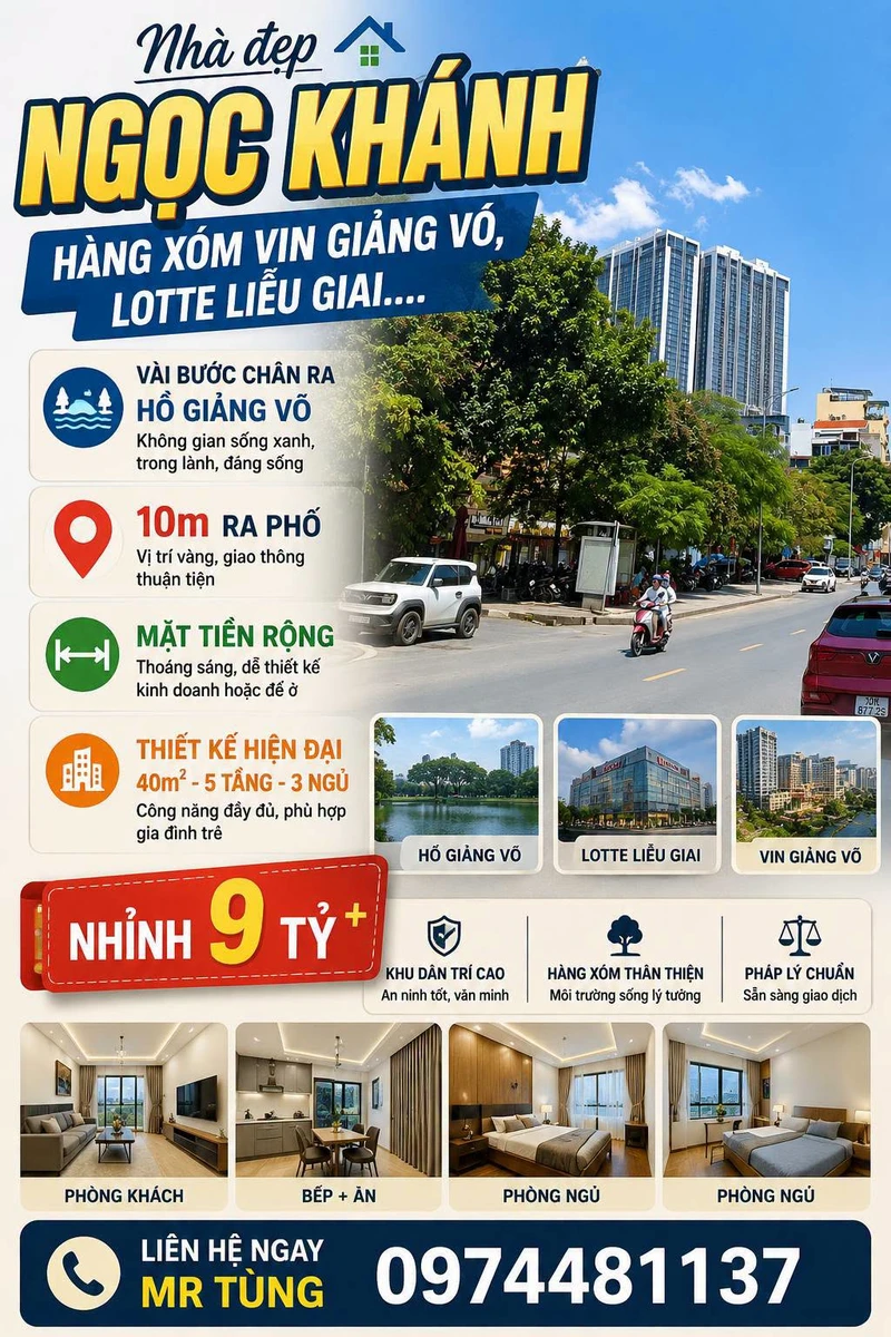Bán nhà phố 40m² 3 PN Ngọc Khánh, Hà Nội giá 9 tỷ - Ảnh thu nhỏ 5