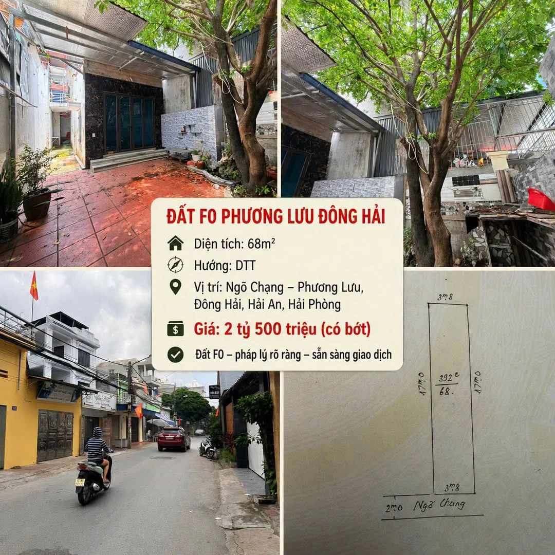 Bán lô đất 68m2 Phố Phương Lưu Đông Hải 2 tỷ 500 triệu - Ảnh 1