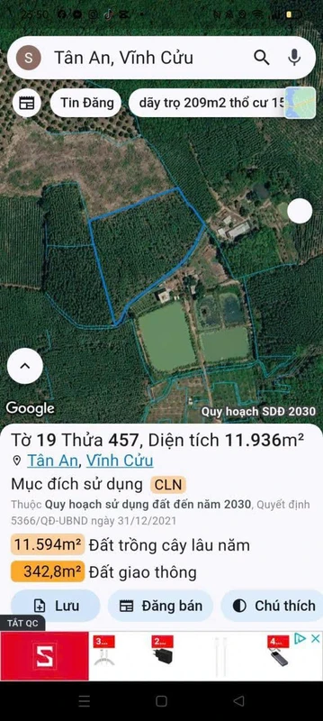 Bán 11.900 m² đất trồng tràm tại Xã Tân An, Đồng Nai