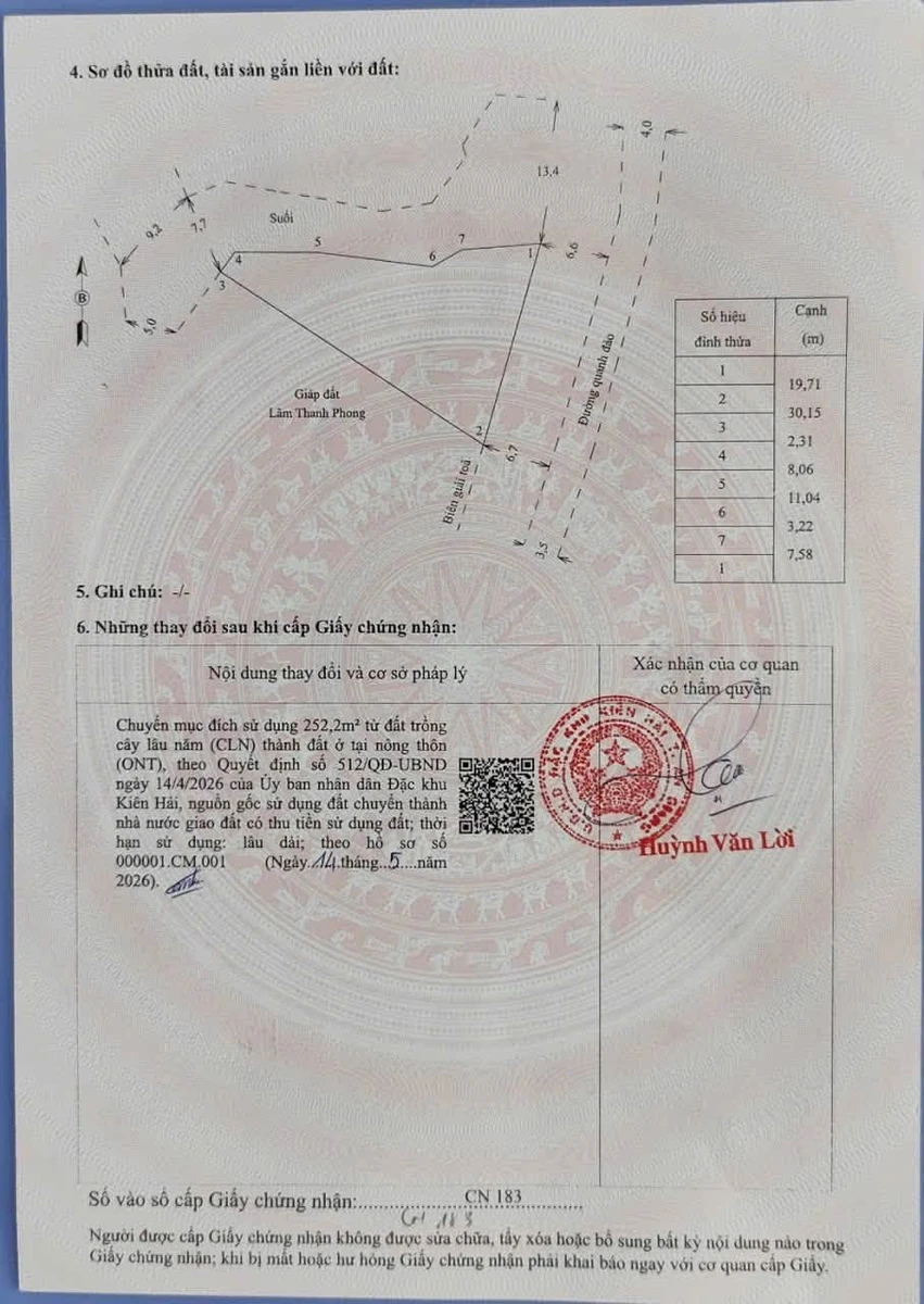 Bán lô đất 294m² Ấp Bãi Nhà, An Giang, mặt tiền 19.7m - Ảnh thu nhỏ 3