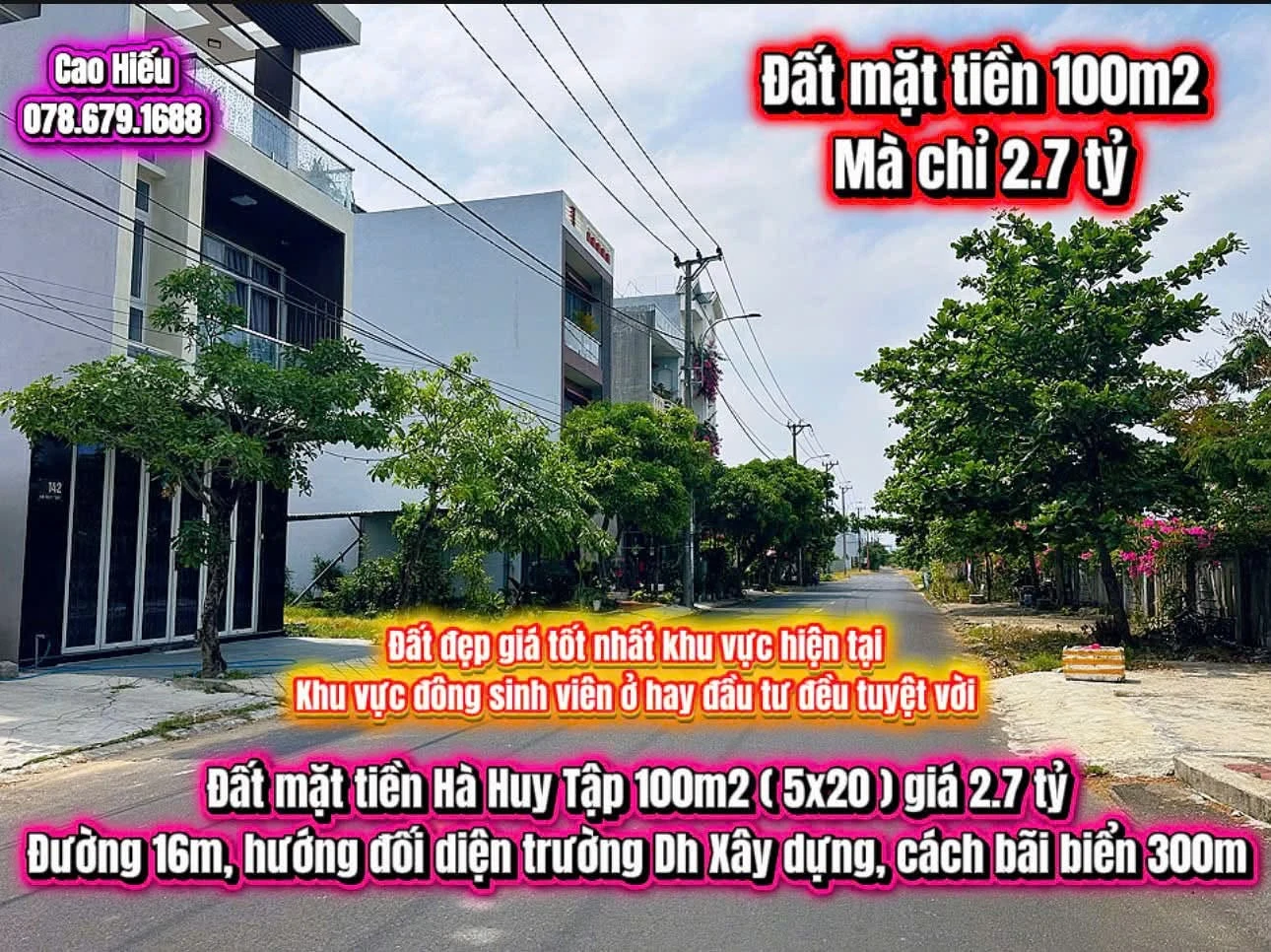 Bán đất mặt tiền Hà Huy Tập 100m2, Phú Yên 2.7 tỷ - Ảnh 1
