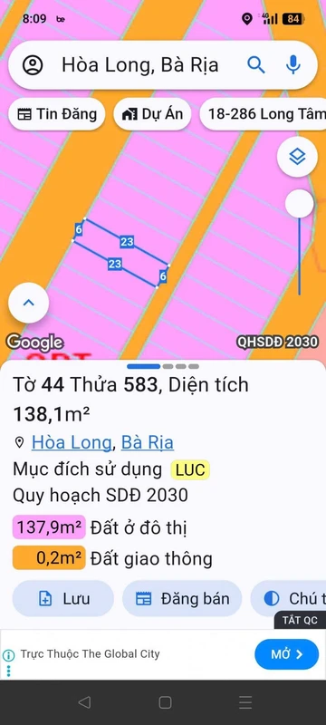 Bán lô đất 138m² Bà Rịa giá 2.68 tỷ