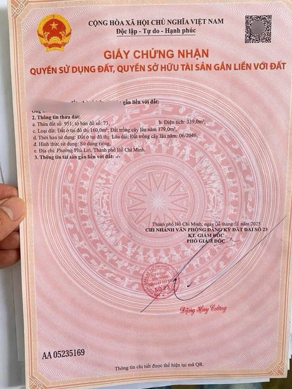Bán đất 339m² Phú Hòa Bình Dương, sát chợ Phú Hòa