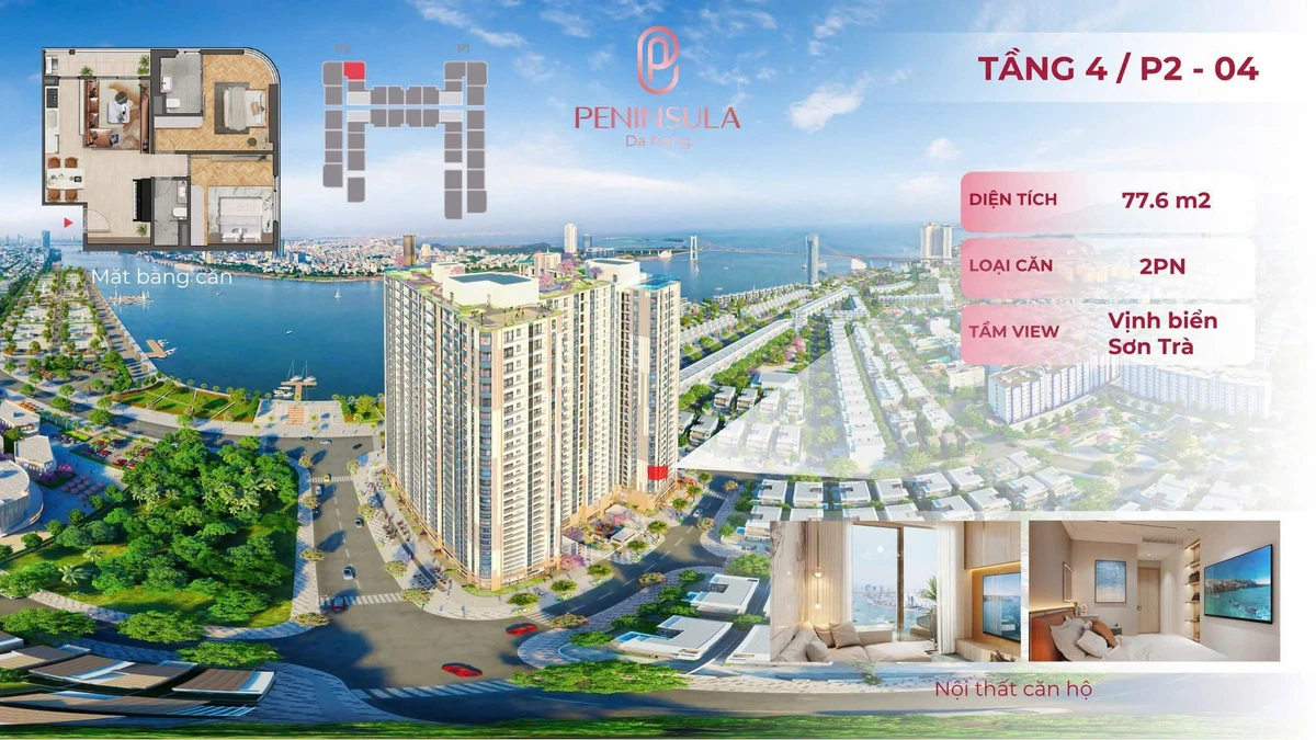 Bán căn hộ 2PN view Sông Hàn 77,6m² Đà Nẵng giá 4 tỷ - Ảnh thu nhỏ 2