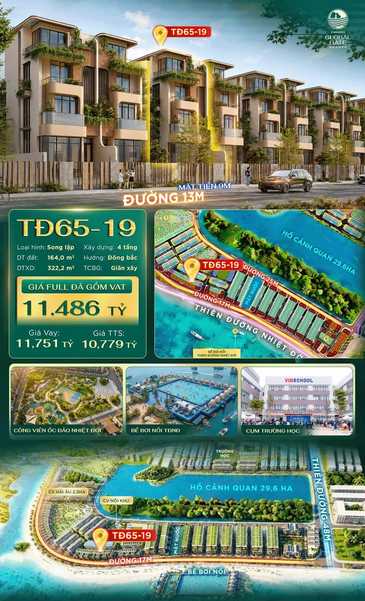 Bán biệt thự song lập 4 tầng 164m² hơn 8 tỷ Vinhomes Global Gate - Ảnh 1