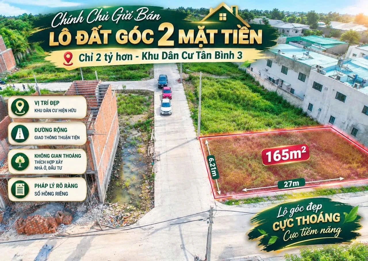 Bán lô góc 2 mặt tiền 165m2 Tân Bình 3 - Ảnh 1