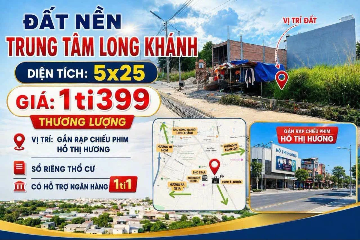 Bán đất nền 125m² Long Khánh 1,399 tỷ sổ riêng - Ảnh 1