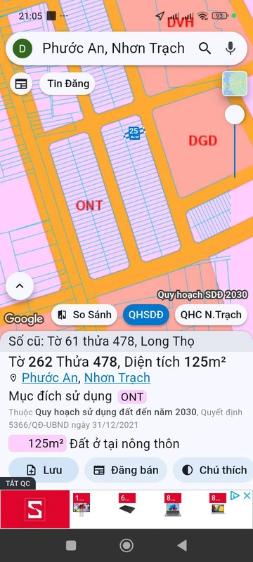 Bán lô đất thổ cư 125m² (5x25m) khu tái định cư Long Thọ, Phước An, Đồng Nai