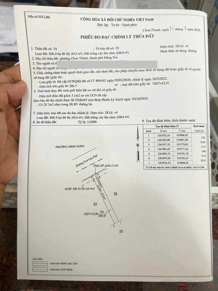 Bán đất mặt tiền Phường Chơn Thành 45m² 6xx triệu - Ảnh 1