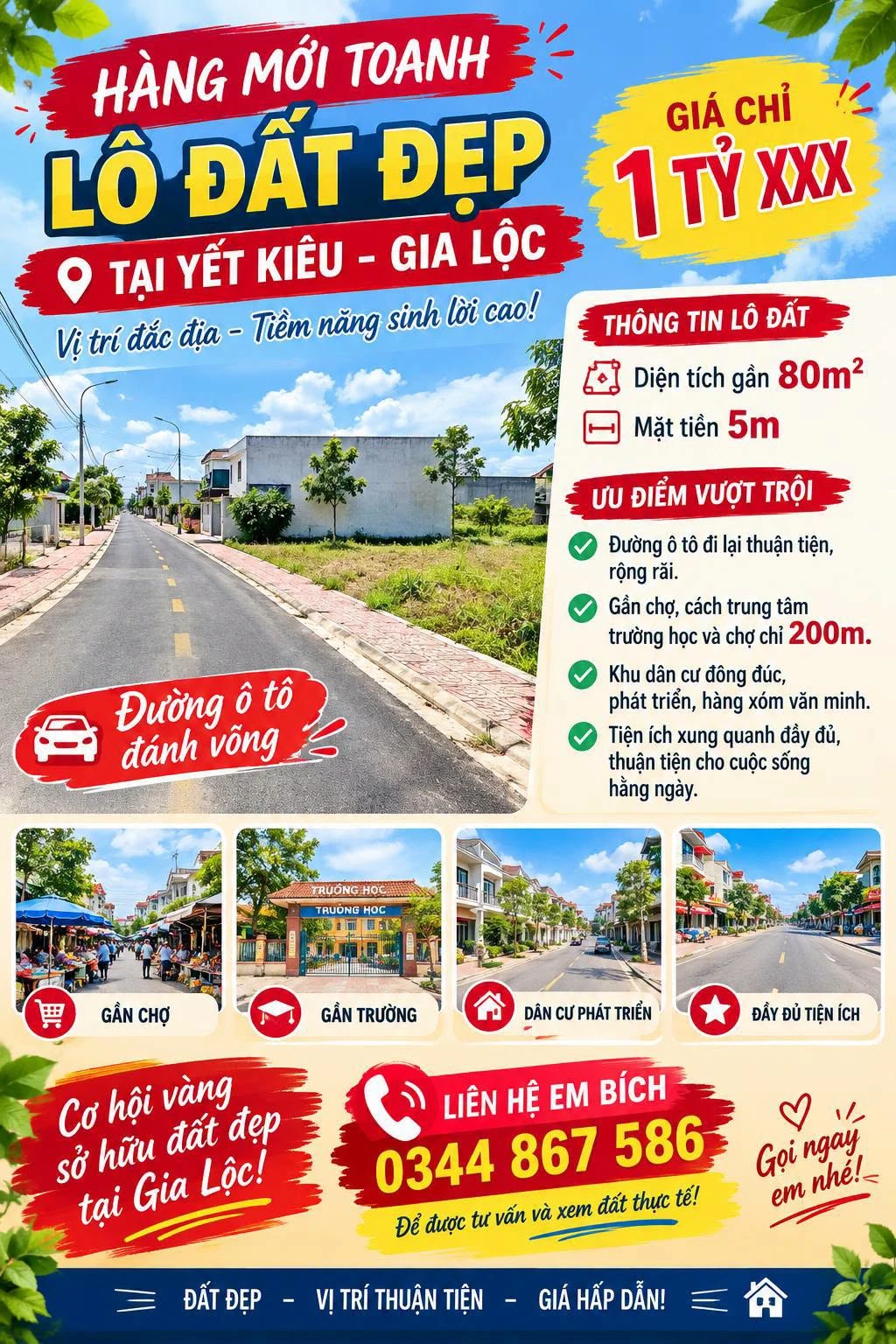 Bán lô đất 80m² mặt tiền 5m tại Gia Lộc, Hải Dương - Ảnh 1