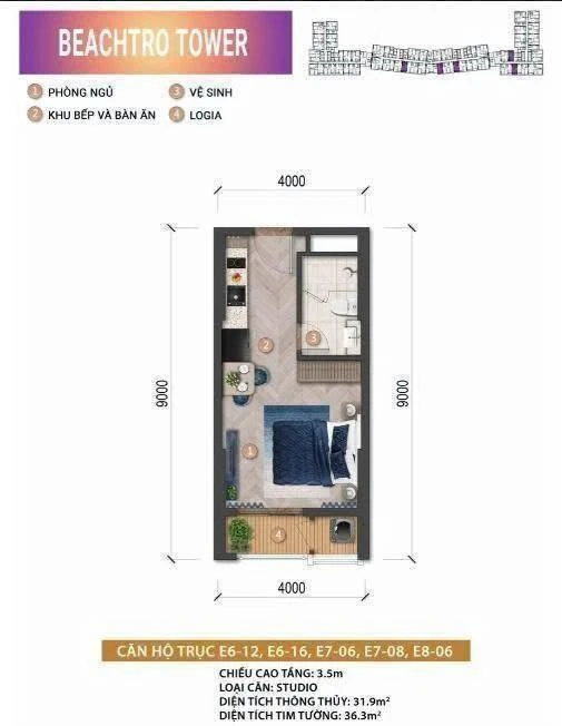 Bán căn hộ Studio Beachtro Tower 33m² Vũng Tàu 2 tỷ 8 - Ảnh thu nhỏ 2