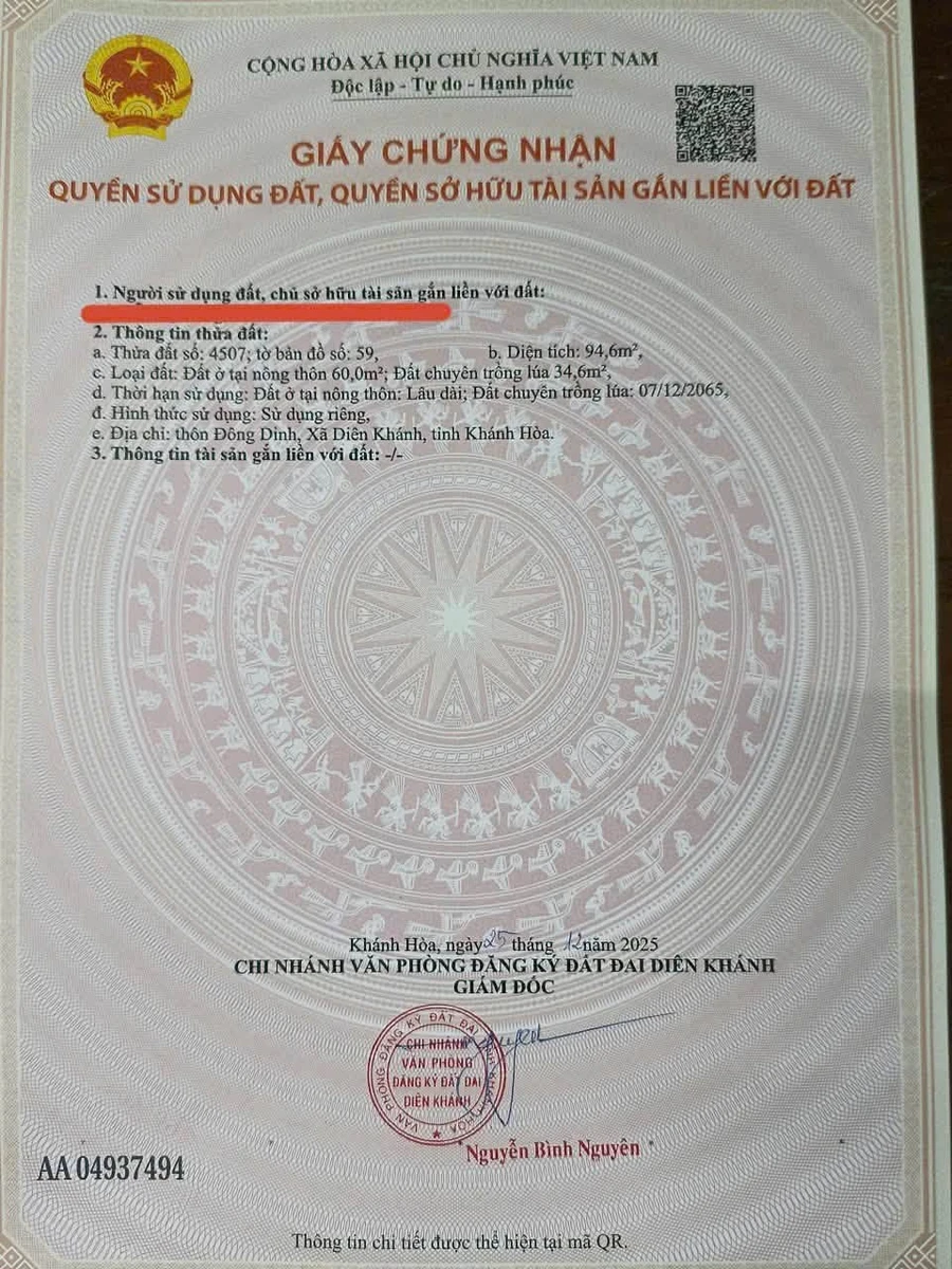 Bán đất Diên Toàn 94,6m² 1 tỷ 650 triệu - Ảnh thu nhỏ 4
