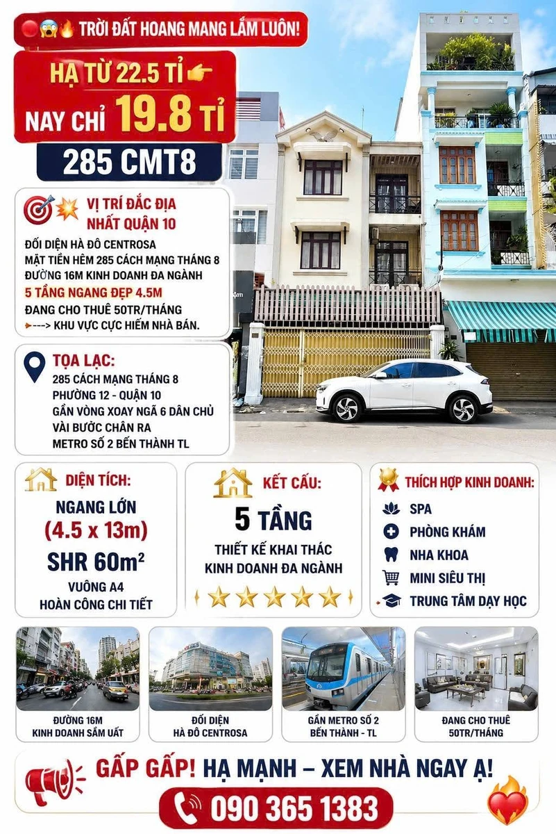 Bán shophouse 5 tầng 60m² Quận 10, gần Hà Đô Centrosa, 19.8 tỷ - Ảnh 1