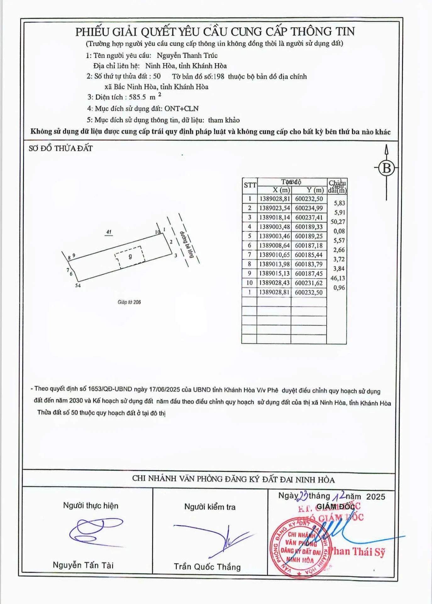 Bán đất mặt tiền Tỉnh Lộ 7 Bắc Ninh Hòa 585,5m2, 3,5 tỷ - Ảnh 1