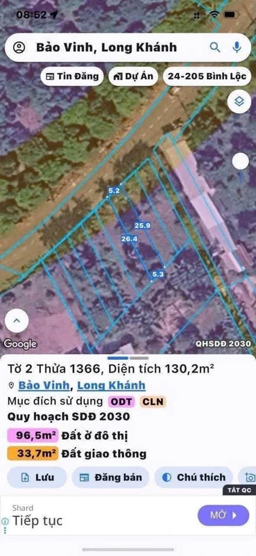 Bán đất mặt tiền Bảo Vinh Long Khánh 130m² 1.1 tỷ