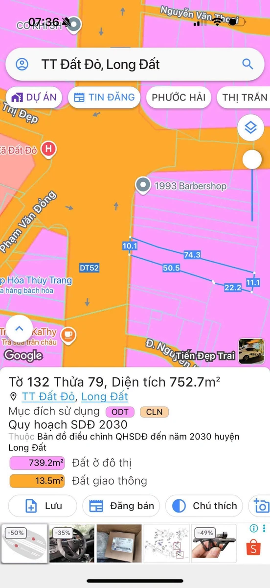 Bán đất mặt tiền Tỉnh lộ 52 Đất Đỏ 752.7m2 - Ảnh thu nhỏ 4