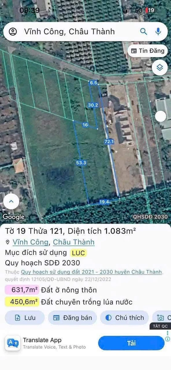Bán 1.000m2 đất mặt tiền xã Vĩnh Công, Châu Thành, Long An giá 799 triệu - Ảnh thu nhỏ 2
