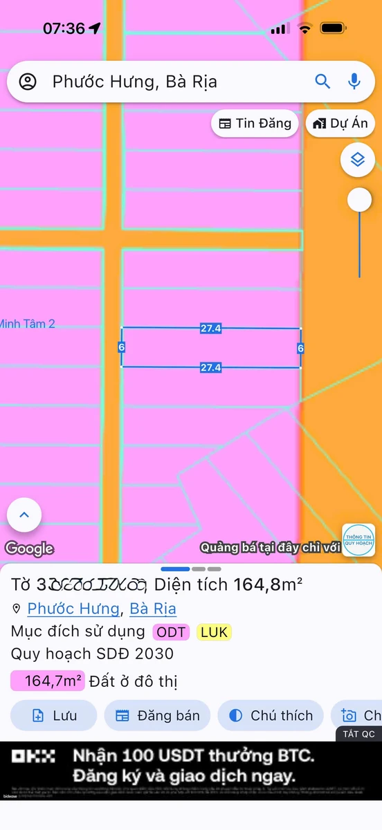 Bán đất Phước Hưng Bà Rịa 164m2 giá 2 tỷ 050 triệu - Ảnh 1