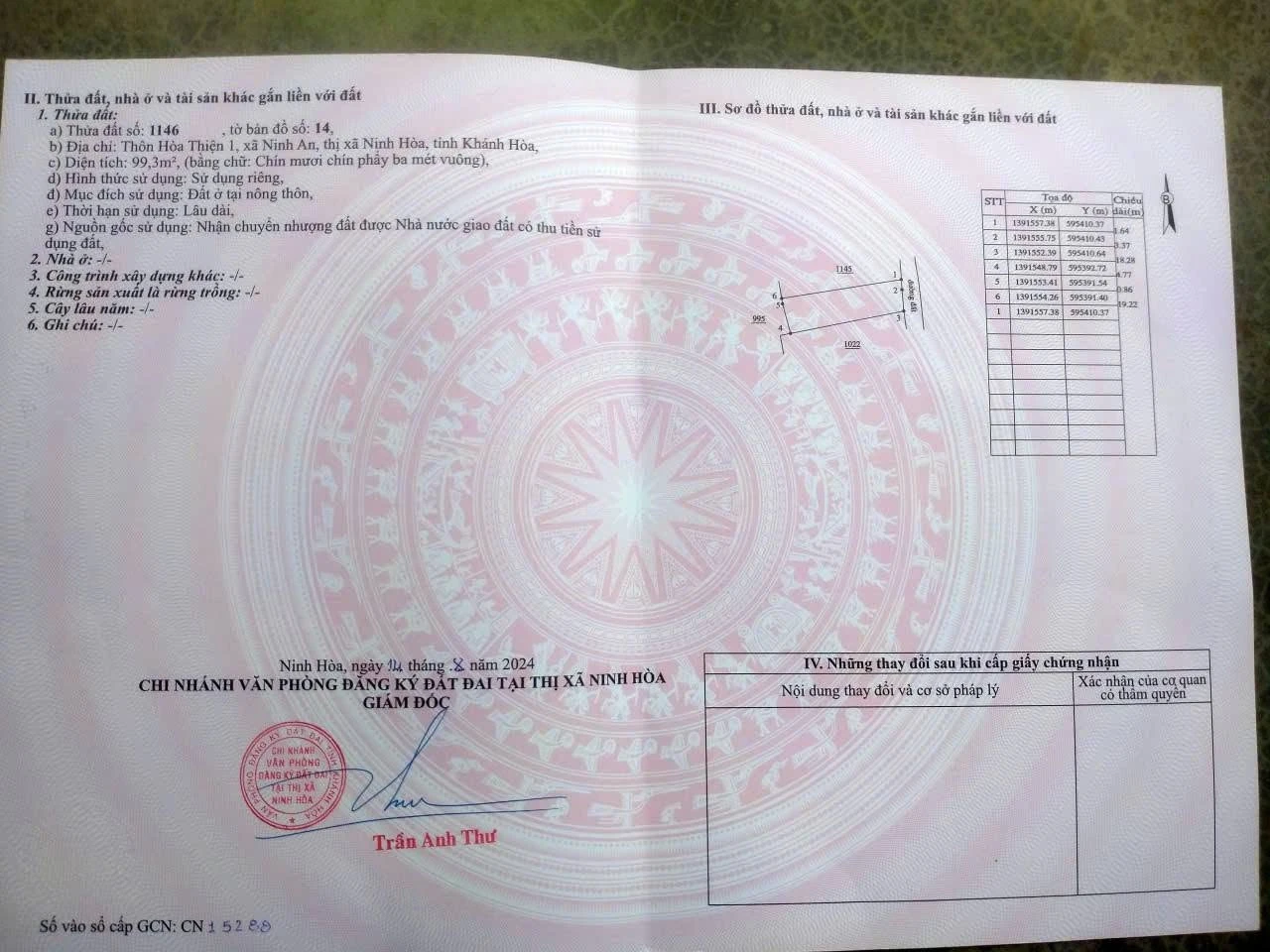 Bán đất 99m² Ninh An, Ninh Hòa, Khánh Hòa 300 triệu - Ảnh 1