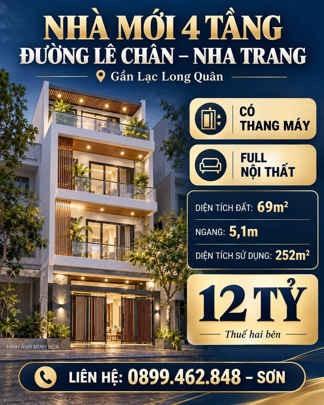 Bán nhà 4 tầng có thang máy Lê Chân Nha Trang, 252m² - Ảnh 1