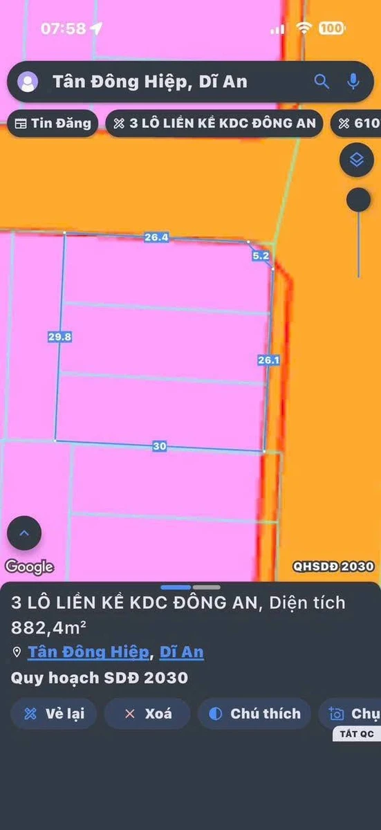Bán 3 lô đất liền kề góc 2 mặt tiền 892m2 KDC Đông An, Tân Đông Hiệp - Ảnh thu nhỏ 5