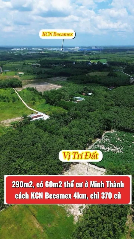 Bán lô đất 300m² Chơn Thành, Bình Dương - 370 triệu