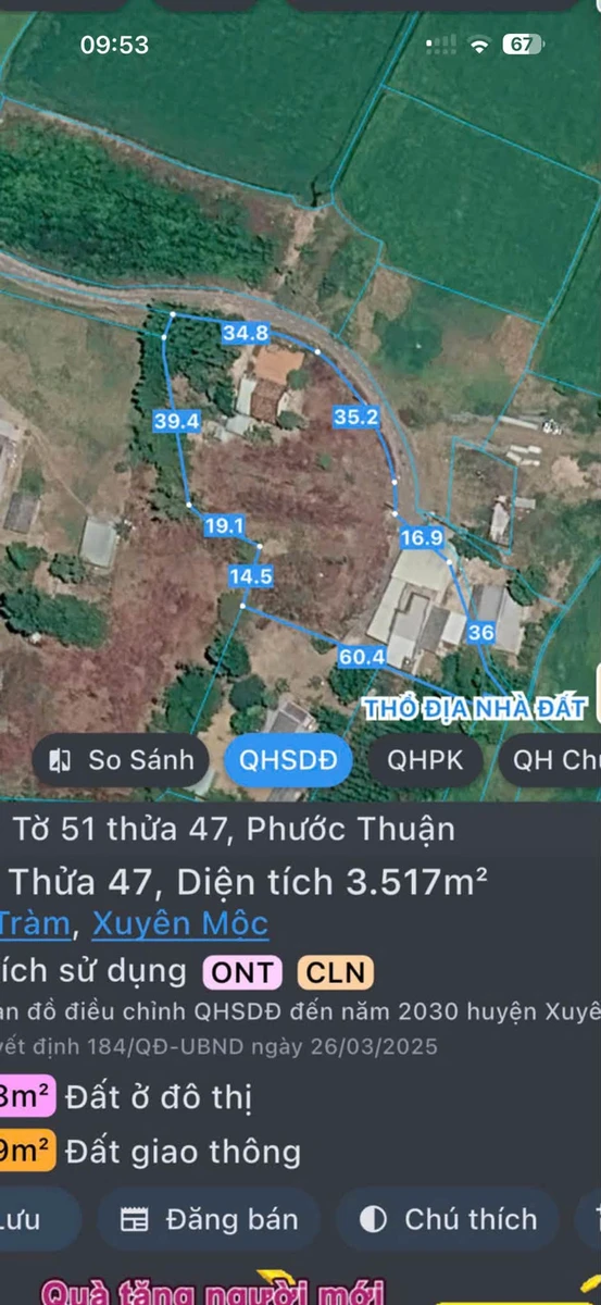Bán đất 1200m2 mặt tiền 32m gần biển Hồ Tràm 3 tỷ - Ảnh thu nhỏ 5
