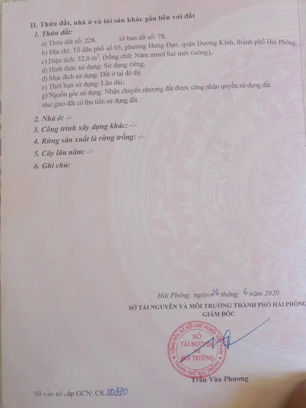 Bán lô đất 52m2 Phương Lung, Hải Phòng, giá 1,2 tỷ