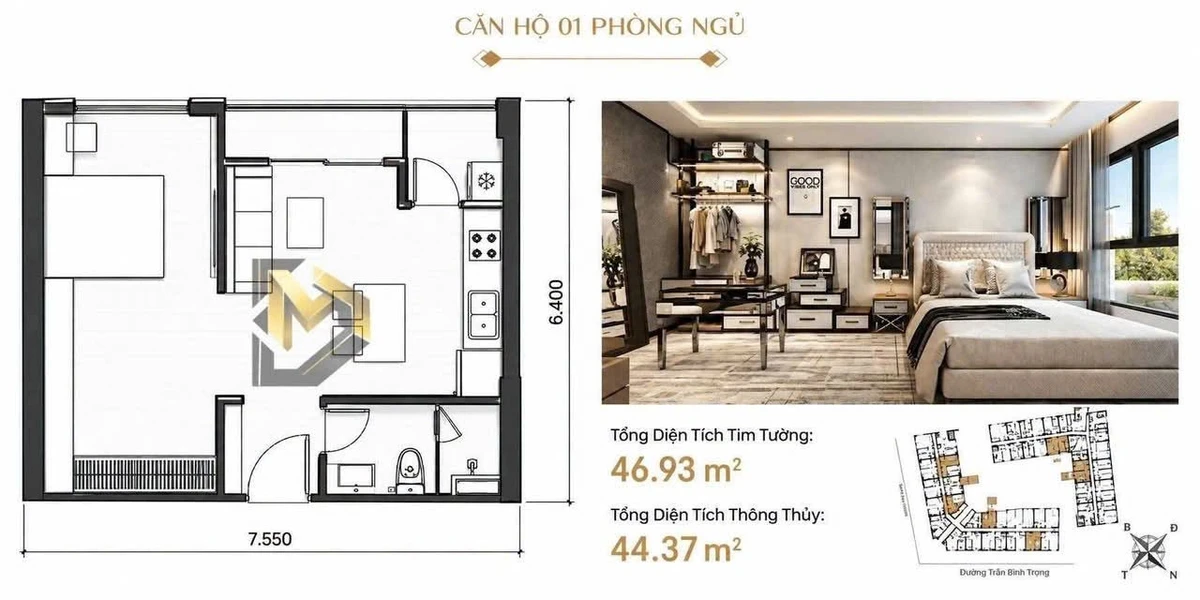 Bán căn hộ 1PN 44,66m² gần biển Quy Nhơn 2,5 tỷ - Ảnh thu nhỏ 3
