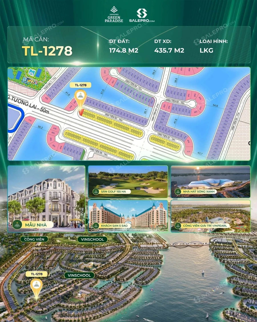 Bán liền kề góc 174,8m² Vinhomes Green Paradise Cần Giờ 41,5 tỷ - Ảnh 1