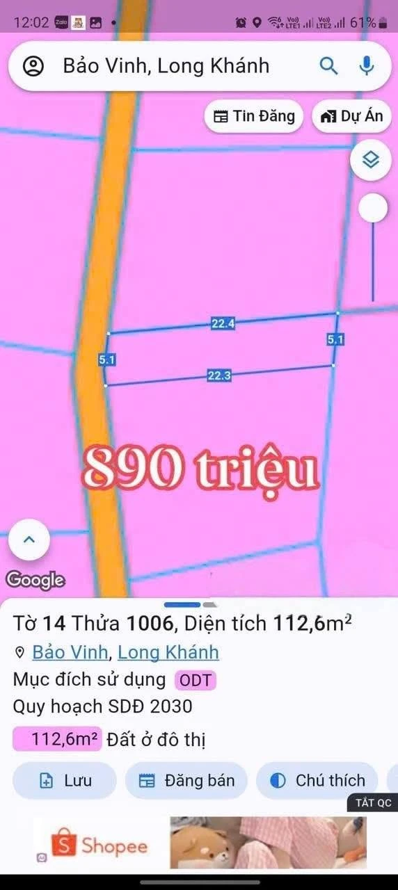 Bán đất nền 110m² Thành Thái Long Khánh 890 triệu - Ảnh 1