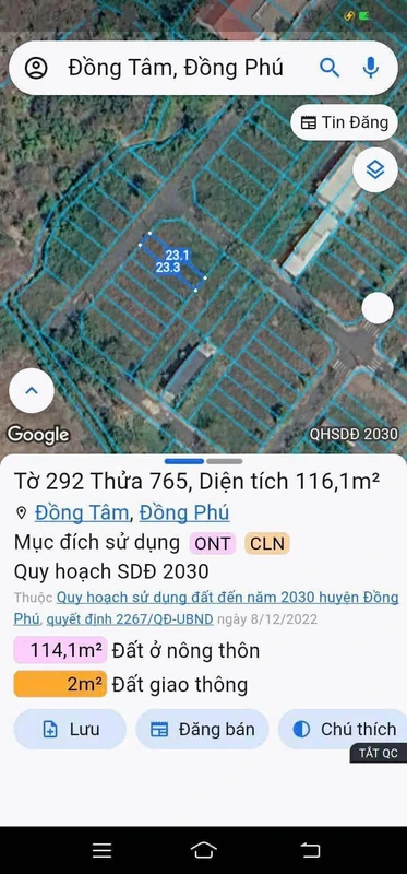 Bán lô công thành Tân Phước, Bình Phước 115m² - 400 triệu