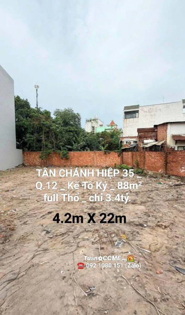 Bán đất thổ cư 88m2 đường TCH35 gần Tô Ký, Quận 12, giá 3,4 tỷ - Ảnh 1