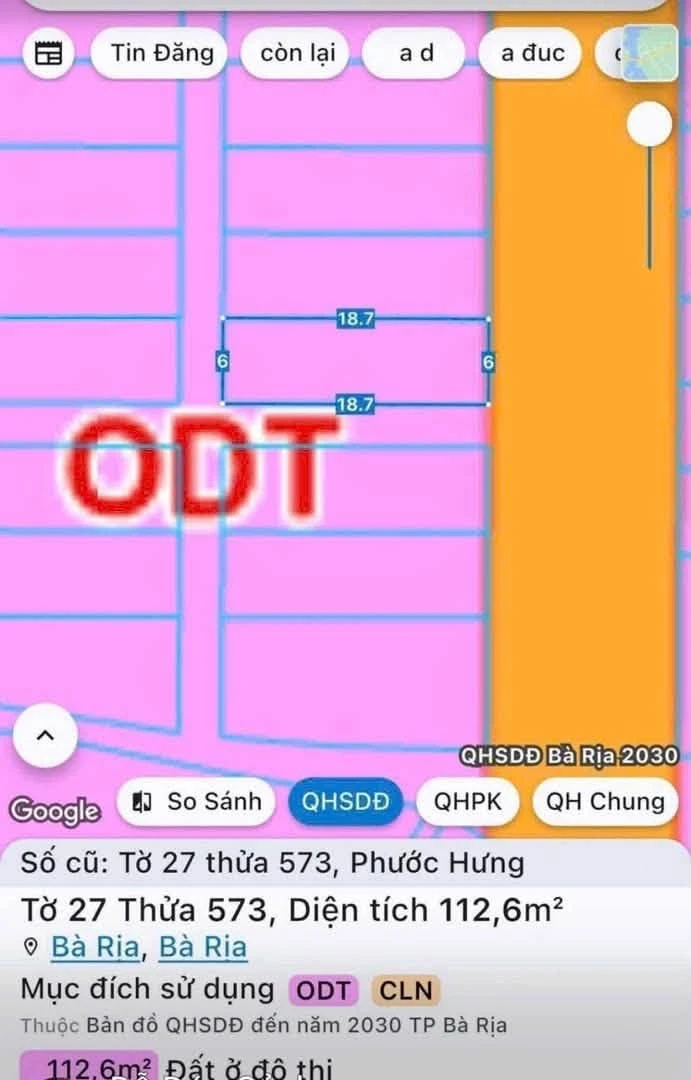 Bán lô đất 112m² gần đường 3/2 Phước Hưng, Bà Rịa - Ảnh 1