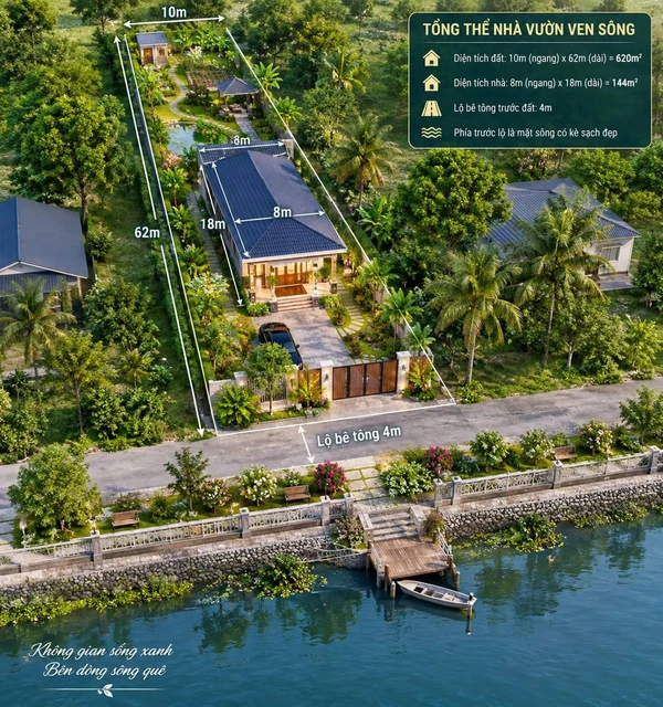 Bán nền biệt thự 615 m2 view sông Cái Răng, Cần Thơ