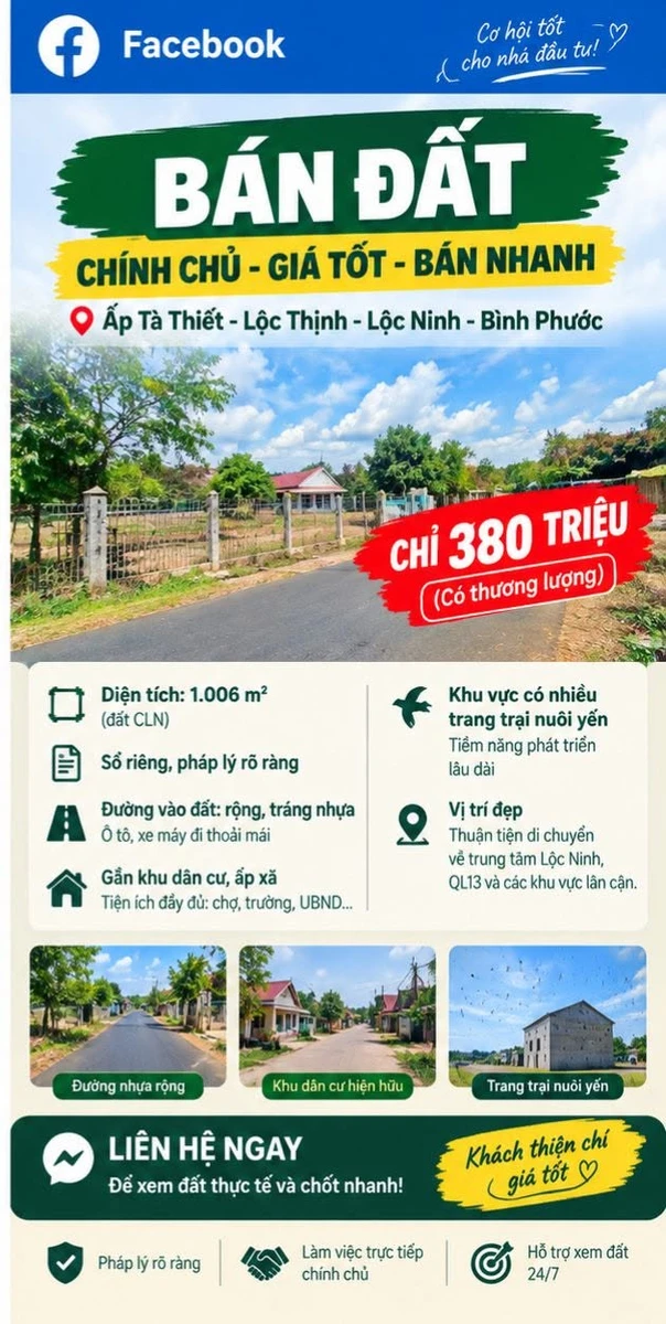 Bán đất 1.006 m² tại Lộc Ninh, Bình Phước, giá 380 triệu - Ảnh 1