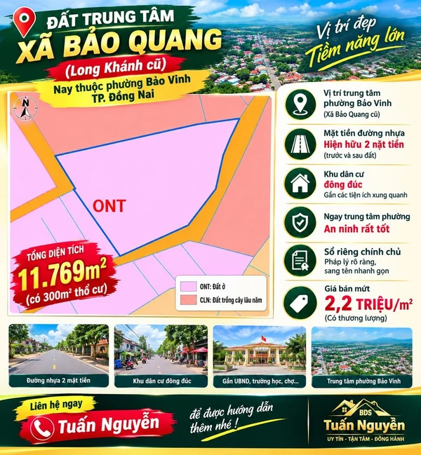Bán đất 11.769m² 2 mặt tiền Bảo Vinh, Đồng Nai, giá 2,2tr/m²