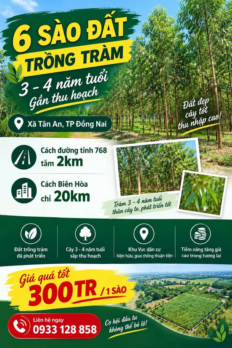 Bán đất 6 sào Tân An Vĩnh Cửu Đồng Nai 1,8 tỷ - Ảnh 1