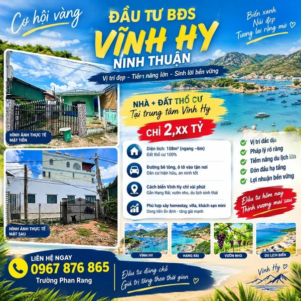 Bán đất Vĩnh Hy 187m² kèm nhà 8 tỷ