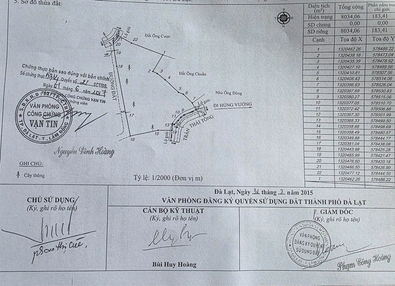 Bán đất 8034m2 mặt tiền đường Trần Thái Tông, Phường Xuân Hương, Đà Lạt giá 15 tỷ