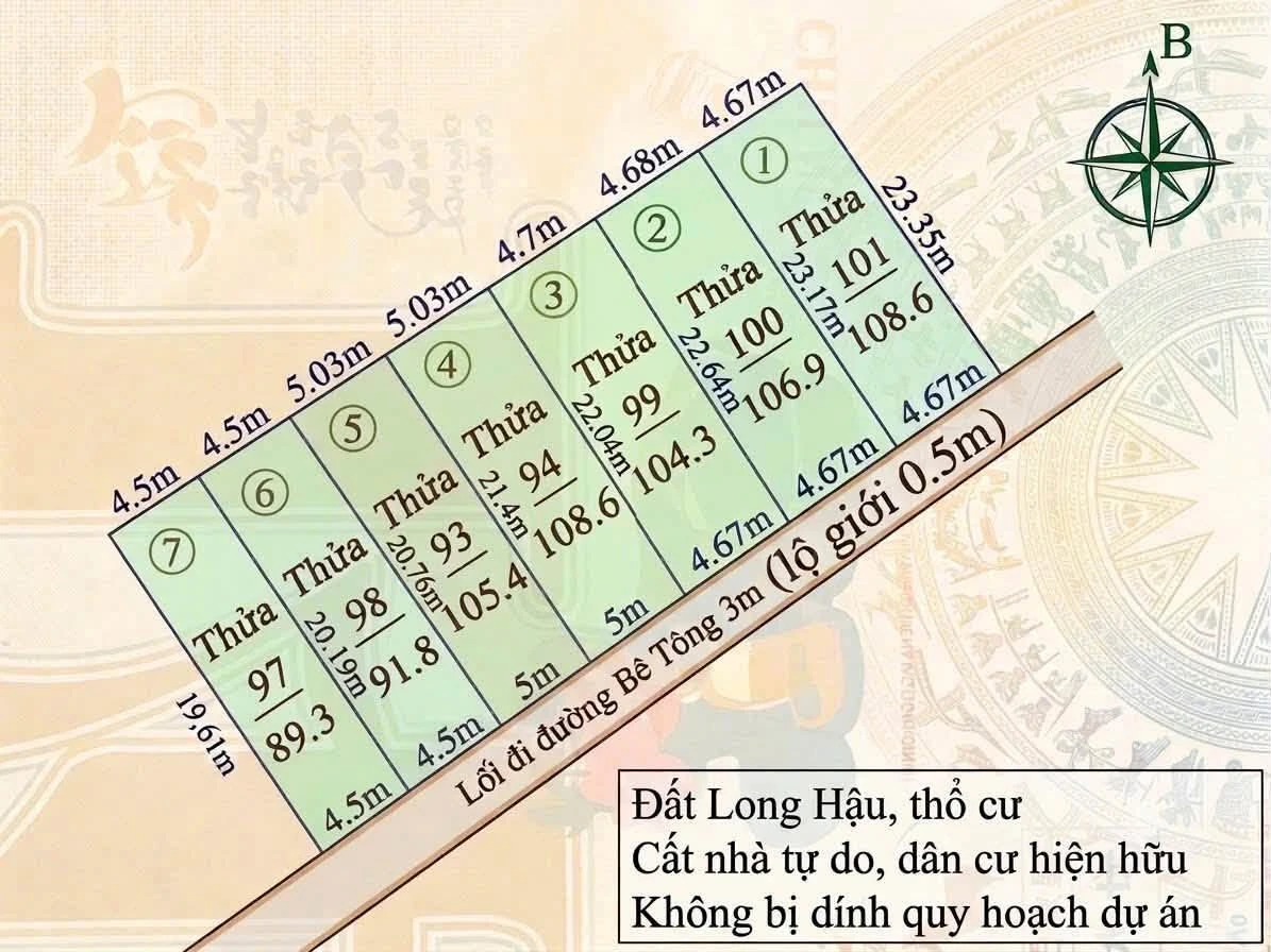 Bán đất KDC Long Hậu 91,8m² giá 1 tỷ 580 Nhà Bè - Ảnh thu nhỏ 2