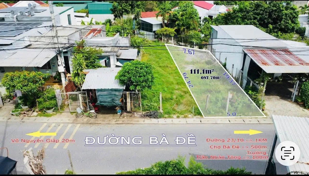 Bán lô đất mặt đường Bà Đề, Diên Khánh, 111m2, 2.95 tỷ - Ảnh 1
