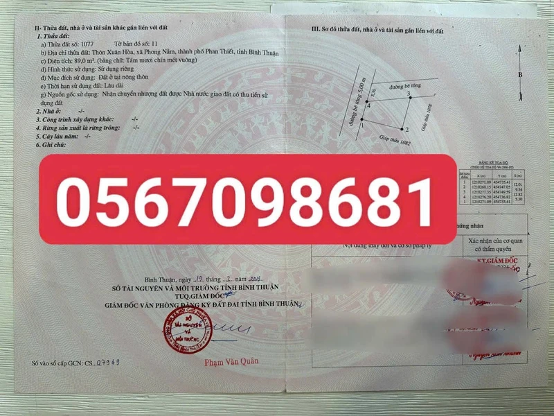 Bán đất góc 2 mặt tiền 89m2 Phan Thiết, Bình Thuận