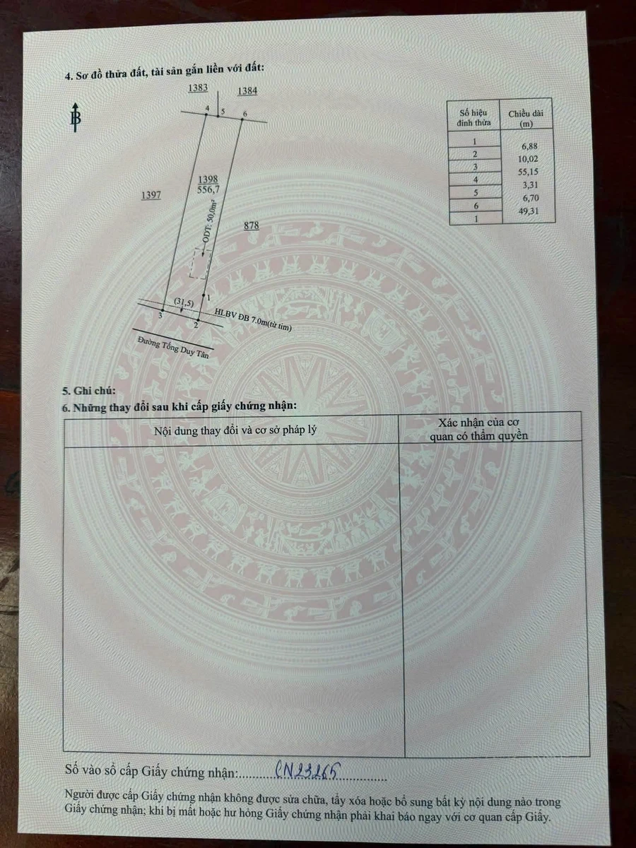 Bán đất thổ cư 120m2 Tống Duy Tân 1 tỷ 2 - Ảnh thu nhỏ 2