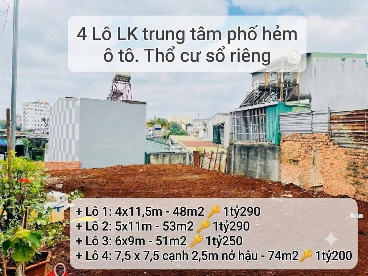 Bán 4 lô đất có sổ hồng riêng Buôn Ma Thuột 48-74m² - Ảnh 1
