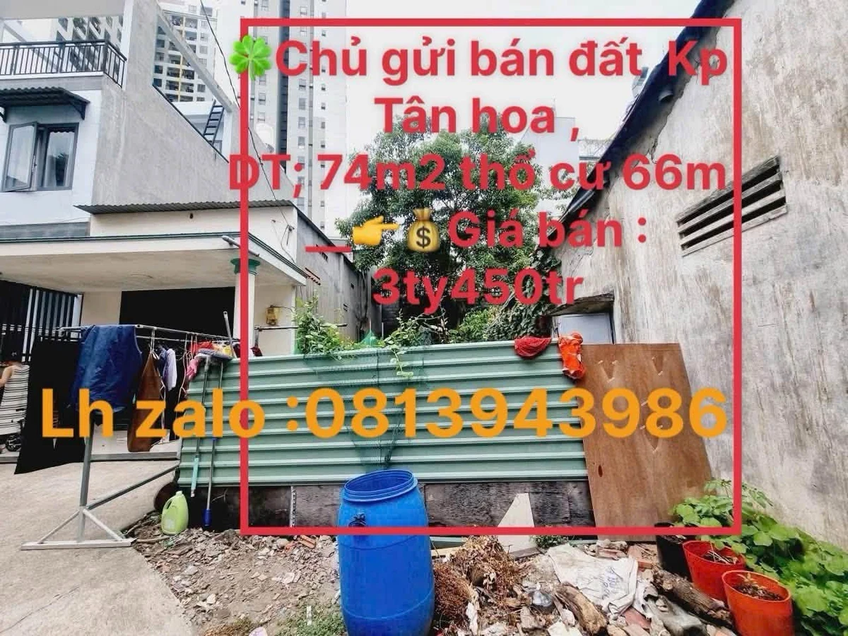 Bán đất 74m² tại Dĩ An, Bình Dương, giá 3,45 tỷ - Ảnh 1