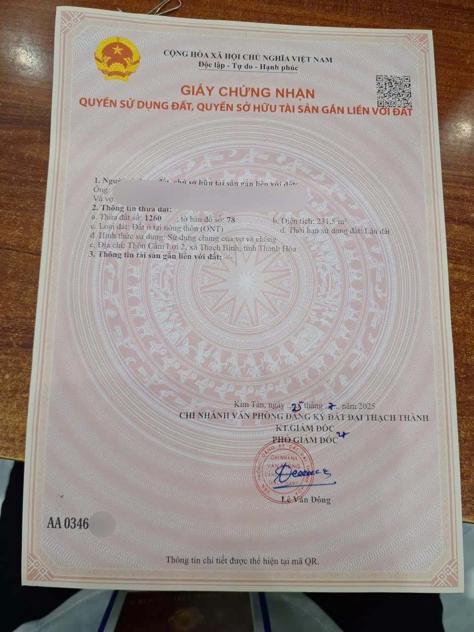 Bán đất nền 231,5m² Thạch Bình, Thanh Hóa, giá 60 triệu - Ảnh 1