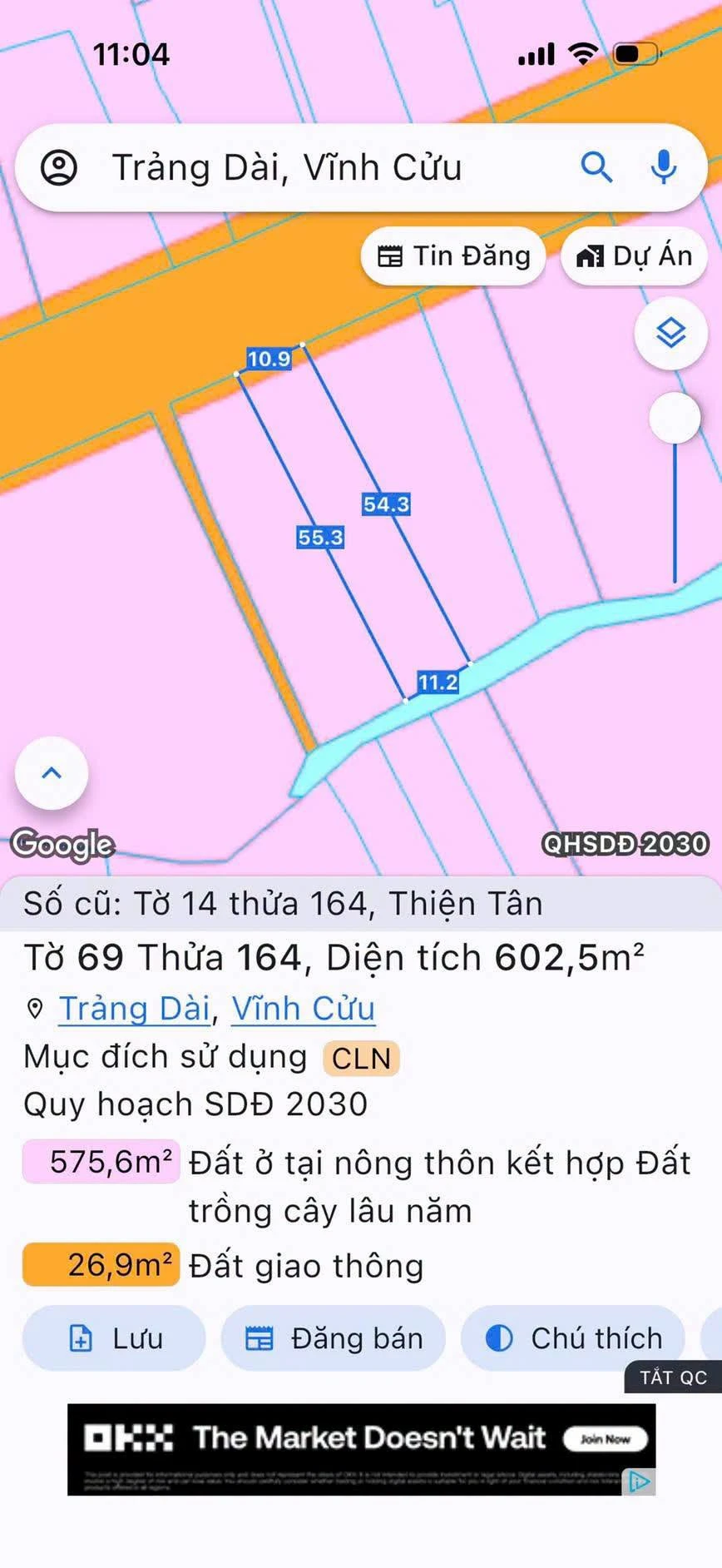 Bán đất mặt tiền 11x54,5m Thiện Tân, 4,85 tỷ - Ảnh 1