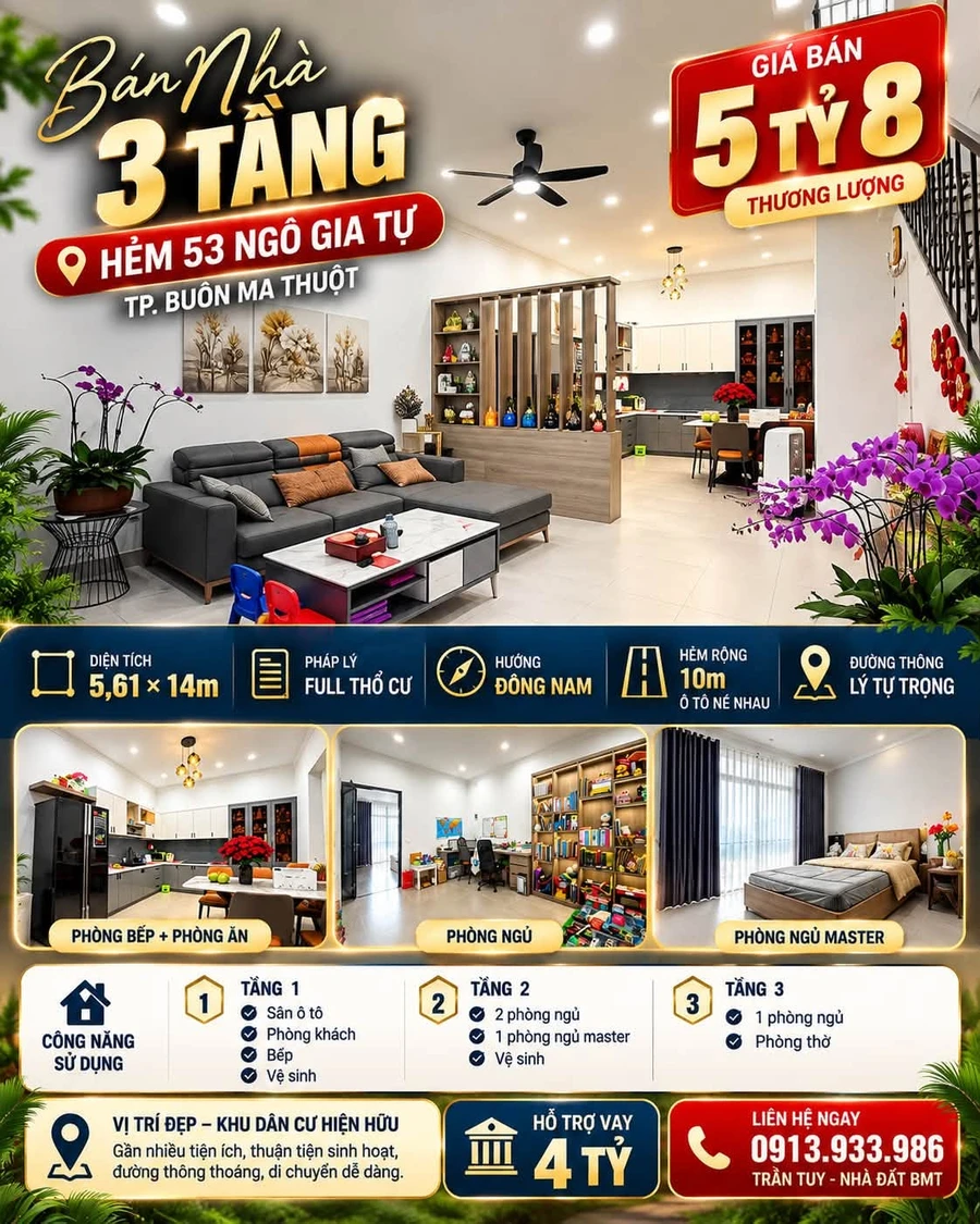 Bán nhà 3 tầng 5.8 tỷ Hẻm Ngô Gia Tự Quận 1 - Ảnh 1